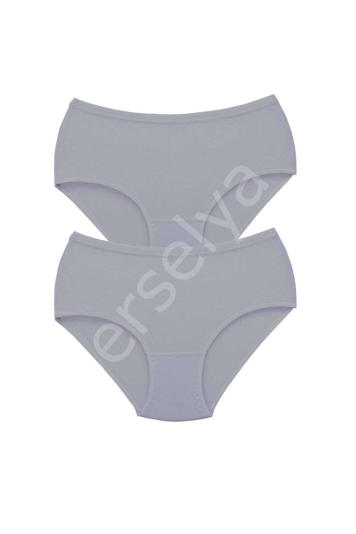2 Adet Tutku Kadın Yüksek Bel Bato Kalın Lastik Külot Gri