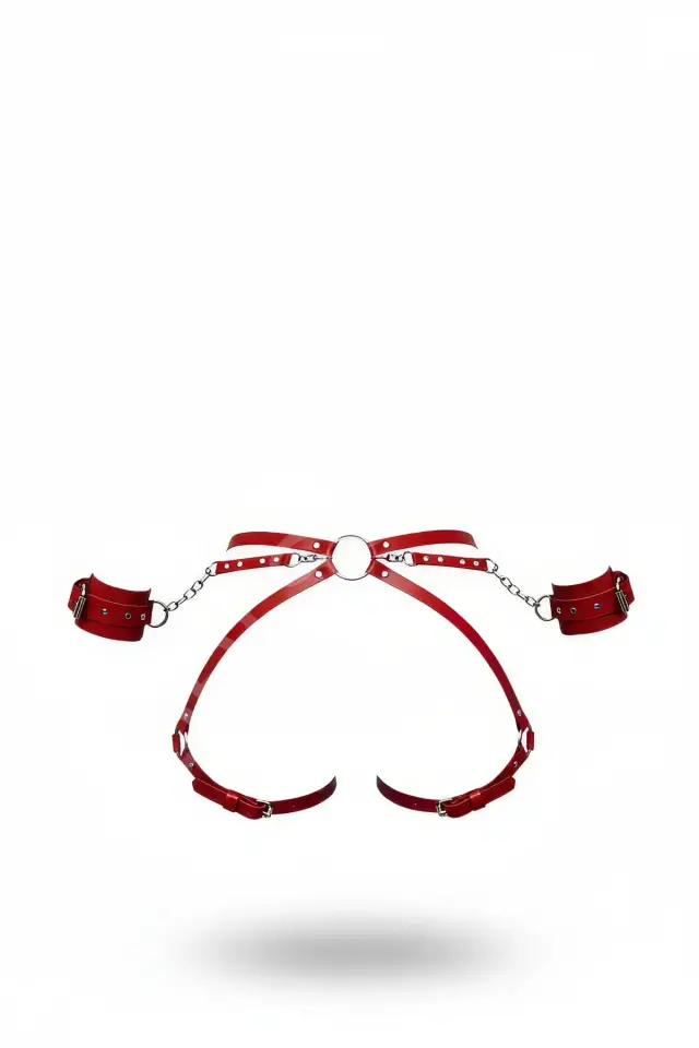 Kırmızı Harness Takım Zincir Detaylı Kelepçeli - Brf270