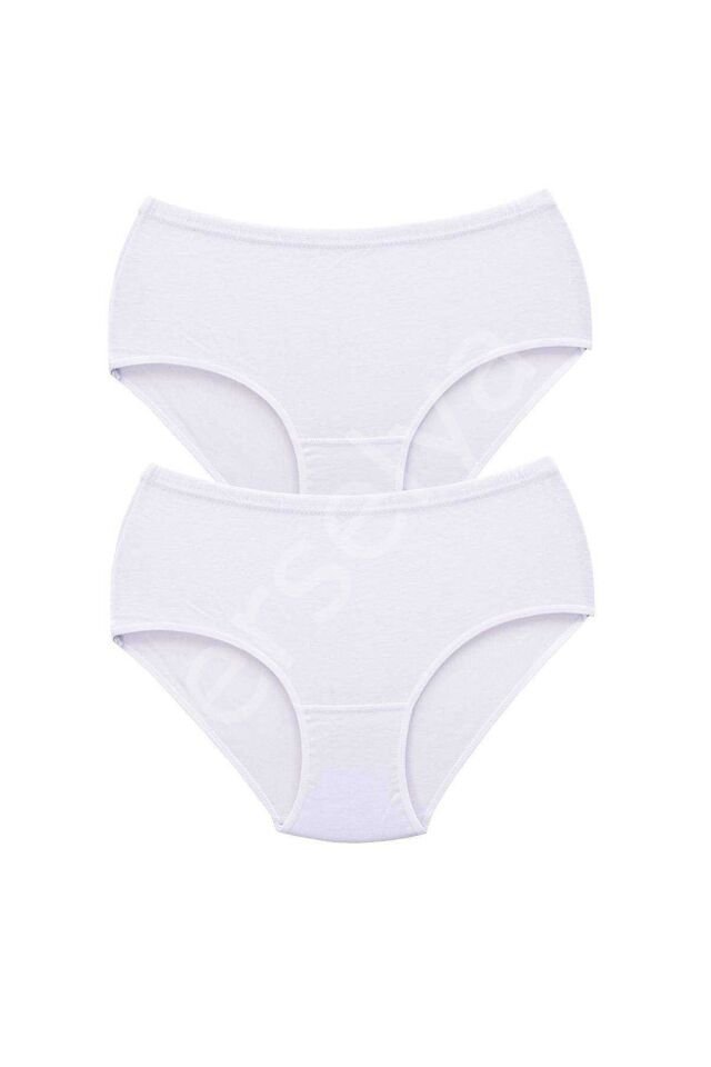 2 Adet Tutku Kadın Yüksek Bel Bato Kalın Lastik Külot Beyaz