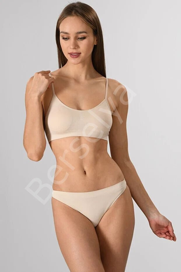 Kadın Ince Askılı Pedli Büstiyer Yarım Atlet Sütyen 3'lü Set.