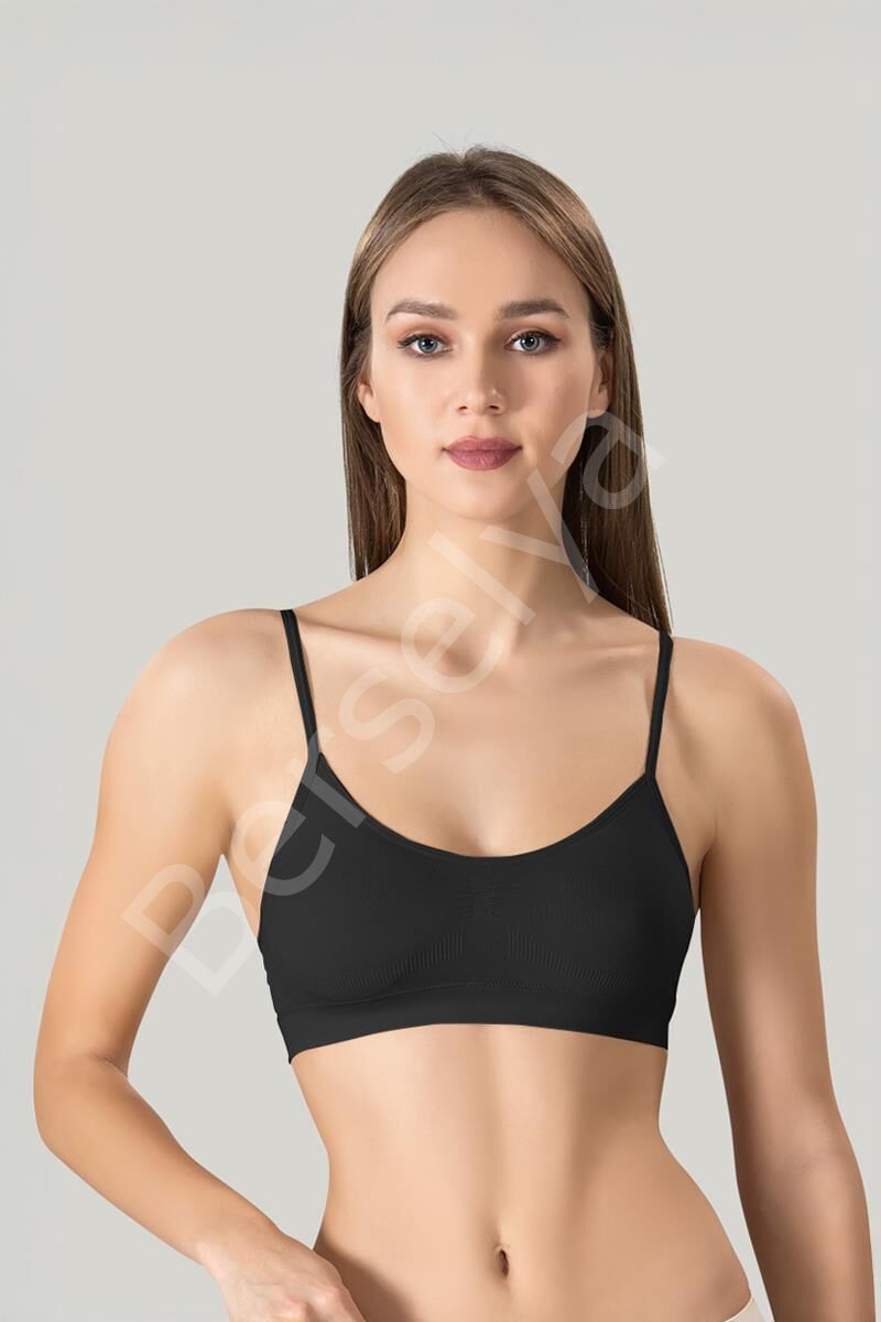 Kadın Ince Askılı Pedli Büstiyer Yarım Atleti Sütyen 3'lü Set..