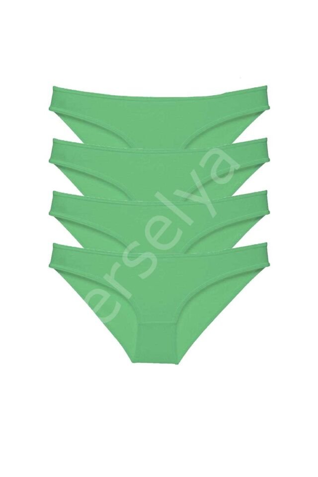 4 adet Süper Eko Set Likralı Kadın Slip Külot Yeşil