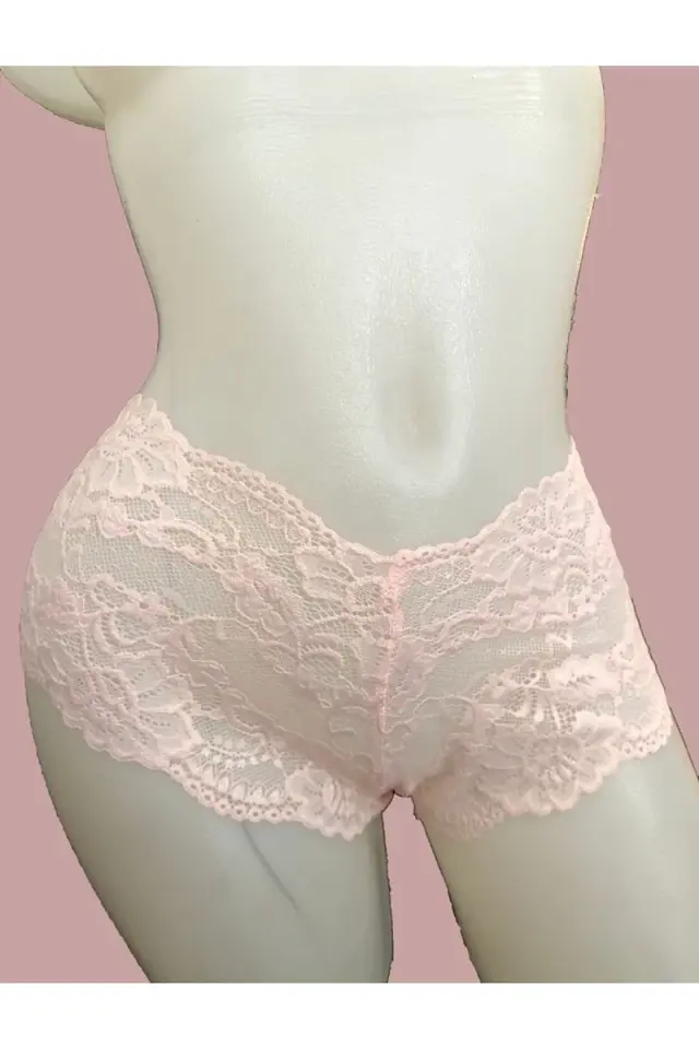 Kadın Pudra Bağcık Detaylı Sexi Dantel Külot