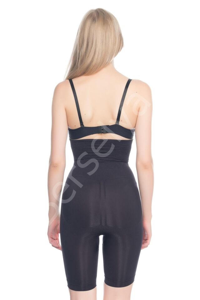 Siyah Mı Emay 2074 Yüksek Bel Desenli Double Uzun Paça Korse