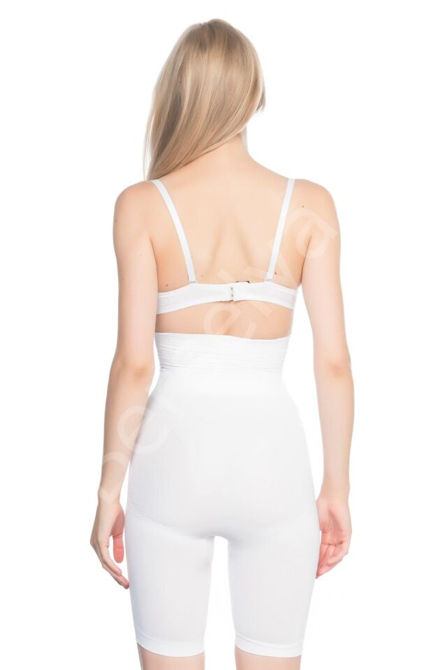 Beyaz Mı Emay 2074 Yüksek Bel Desenli Double Uzun Paça Korse