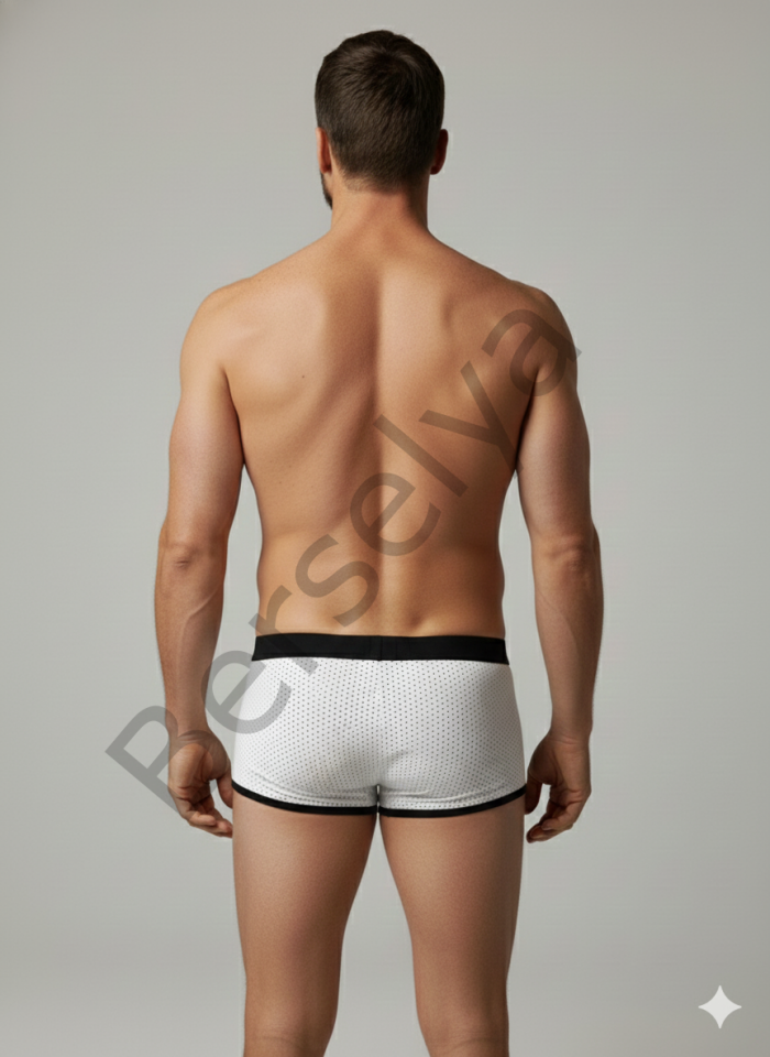 Erkek Beyaz Biyeli File Boxer