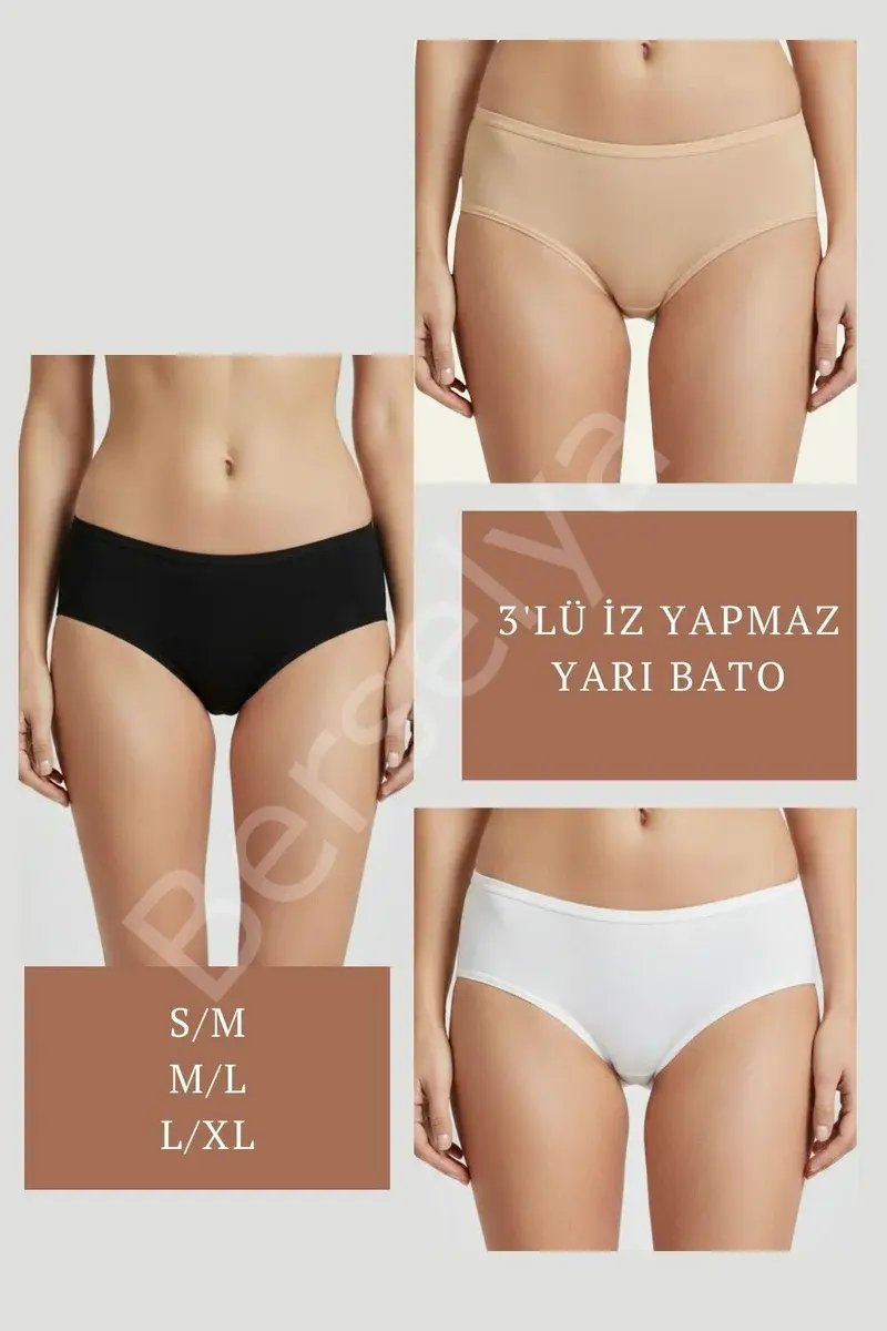 3lü Set Külot-siyah-beyaz-ten Dor2850