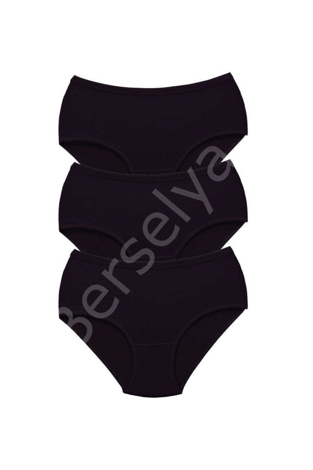3 Adet Tutku Kadın Yüksek Bel Bato Kalın Lastik Külot Siyah