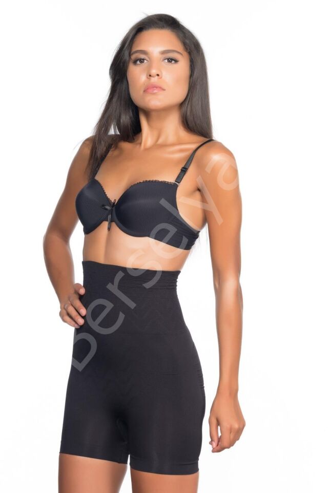 Siyah Mı Emay 2075 Yüksek Bel Desenli Double Kısa Paça Korse