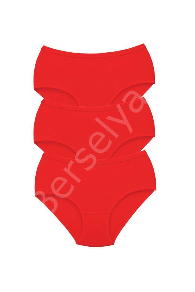 3 Adet Tutku Kadın Yüksek Bel Bato Kalın Lastik Külot Kırmızı