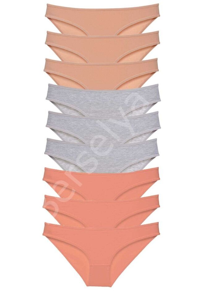 9 adet Süper Eko Set Likralı Kadın Slip Külot Ten Gri Pudra M