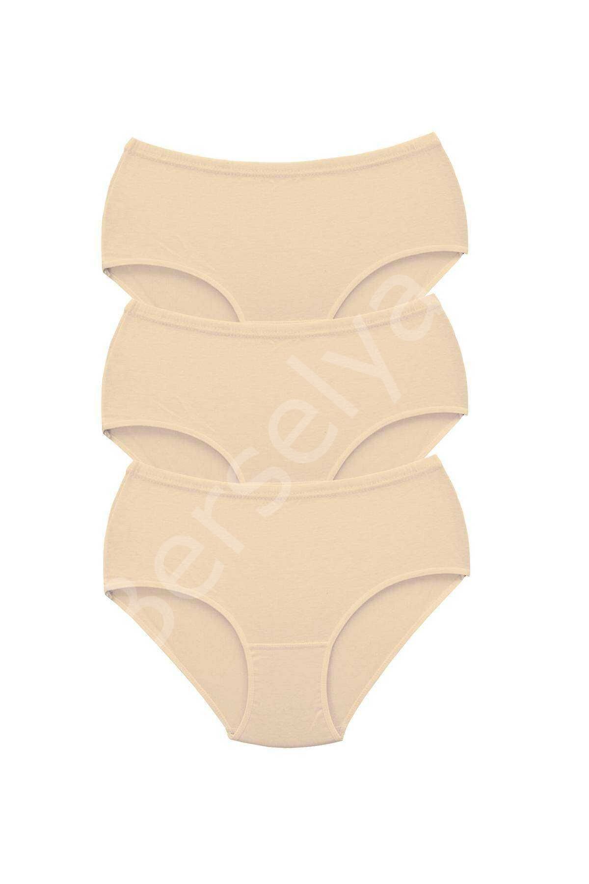 3 Adet Tutku Kadın Yüksek Bel Bato Kalın Lastik Külot Ten