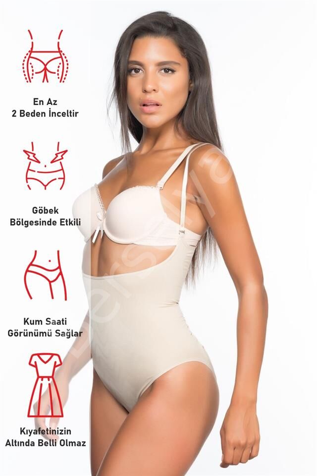 Ten Emay 2073 İnce Göğüsü Açık Desenli Body Korse