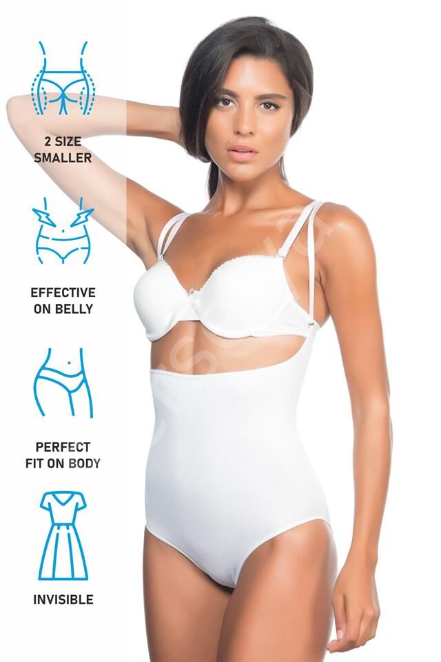 Beyaz Emay 2073 İnce Göğüsü Açık Desenli Body Korse