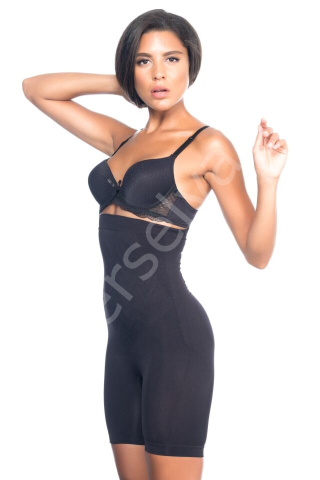 Siyah Mı Emay 2077 Yüksek Bel Desenli Paçalı Korse