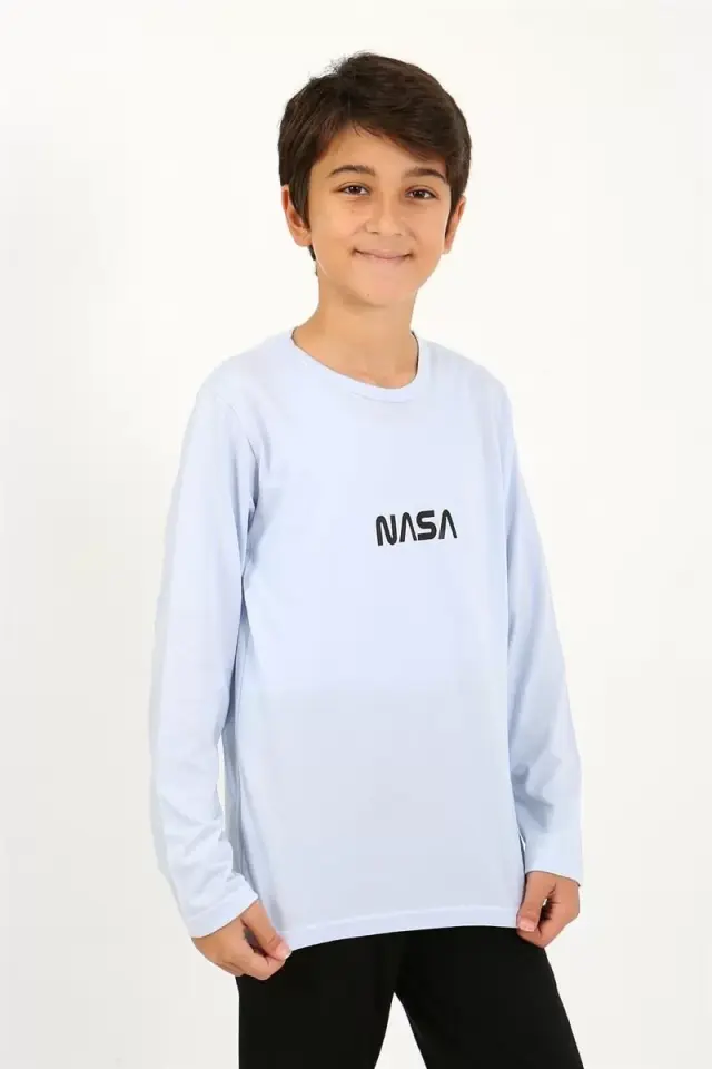 Erkek Çocuk Uzun Kol Penye Pijama Takım Buzmavisi