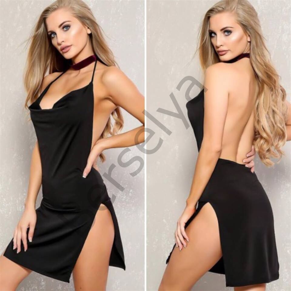 Gögüs Ve Sırt Dekolteli Yırbrfaçlı Mini Elbise