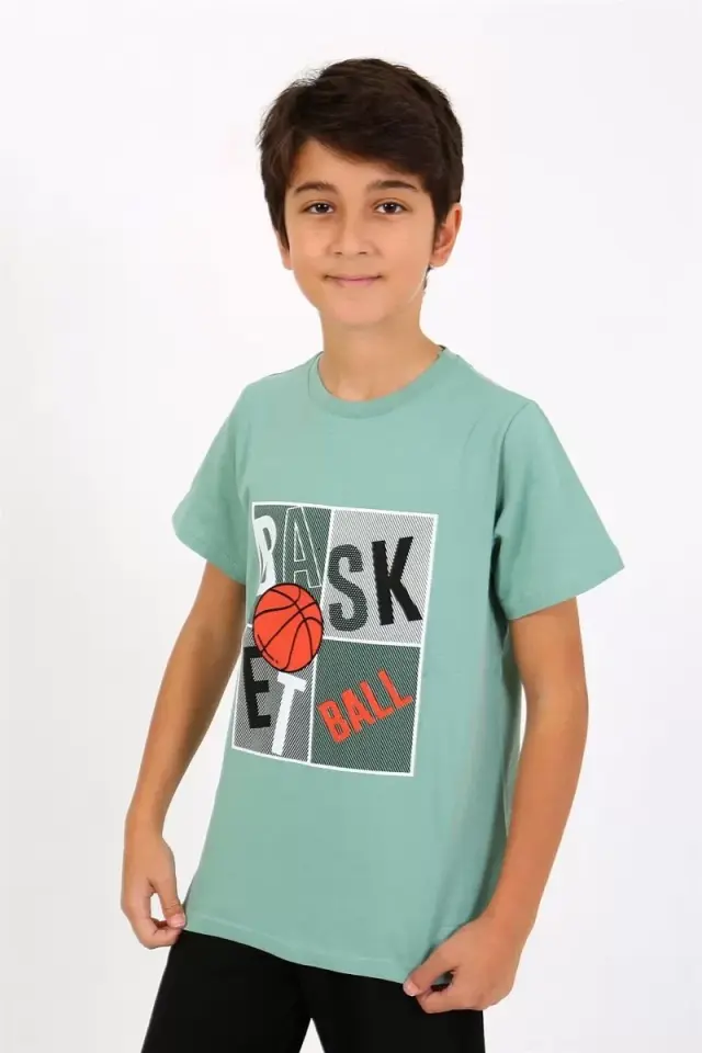 Erkek Çocuk Kısa Kol Penye Pijama Takım Suyeşili