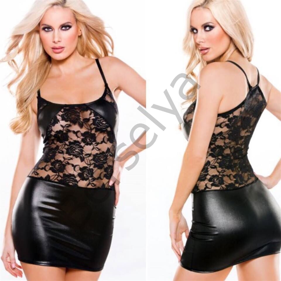 Dantel Detaylı Gece Elbisesi