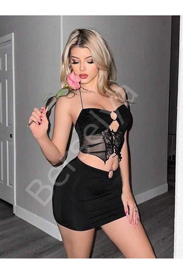 Kadın Siyah Crop 5085