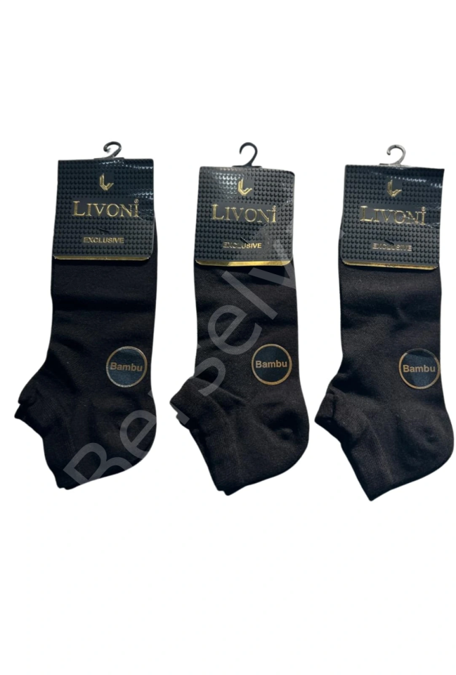 Livoni Dikişsiz Bambu Erkek Patik Çorap 3 Adet