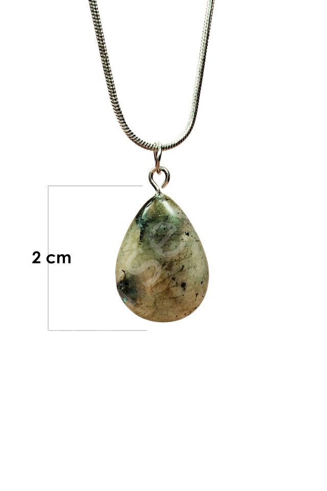 Labradorit Doğal Taşı Zincirli El Yapımı Kolye Uç: 2 cm Zincir: 20 cm Kutulu
