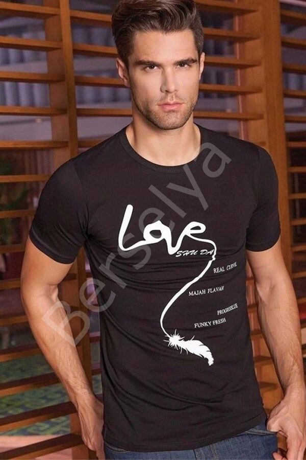 Berrak Erkek  Love Baskılı T Shirt 1037