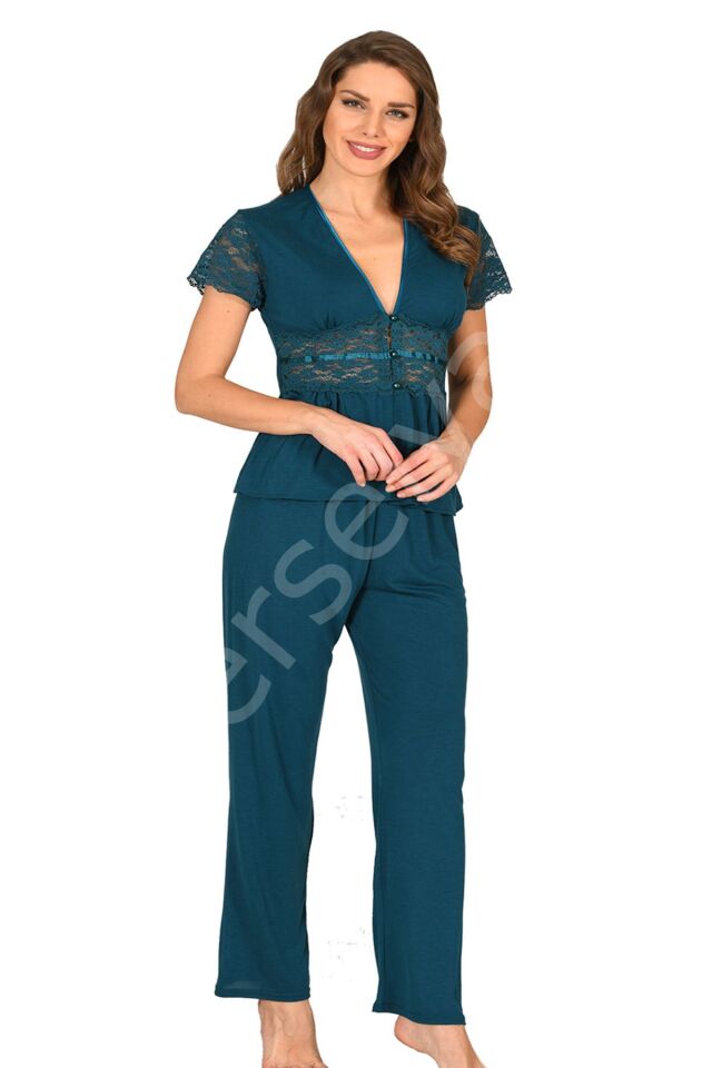 Petrol Yeşili Penye Pijama Takımı - 1633