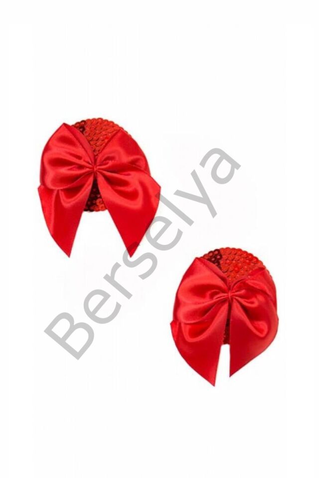 Kırmızı Fiyonklu Fantezi Göğüs Ucu Kapatıcı
