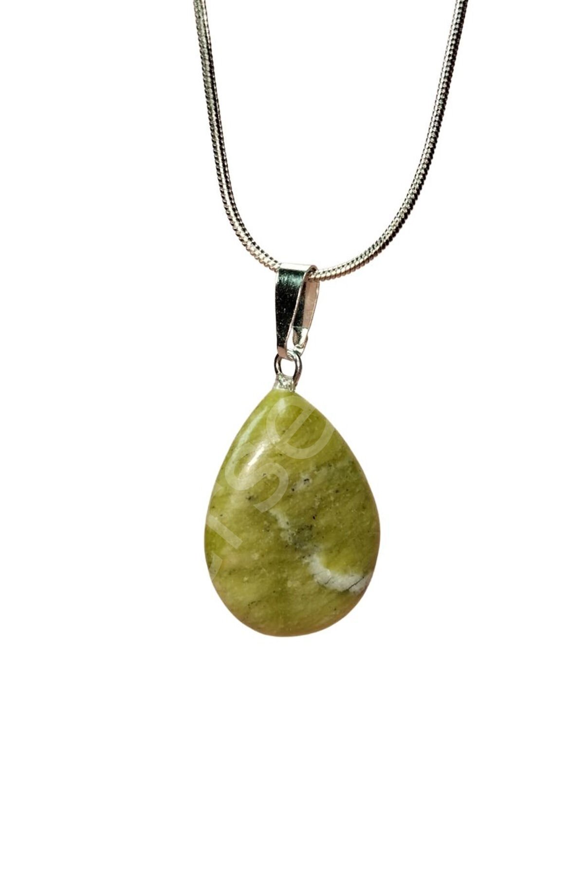 Akuamarin Doğal Taşı Zincirli El Yapımı Kolye Uç: 3 cm Zincir: 20 cm Kutulu