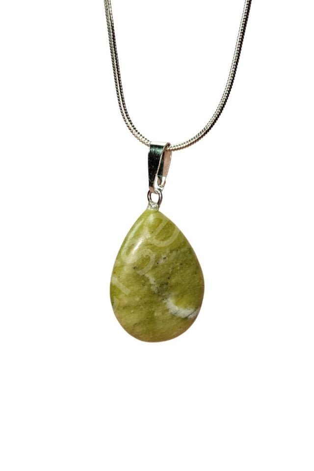 Akuamarin Doğal Taşı Zincirli El Yapımı Kolye Uç: 3 cm Zincir: 20 cm Kutulu