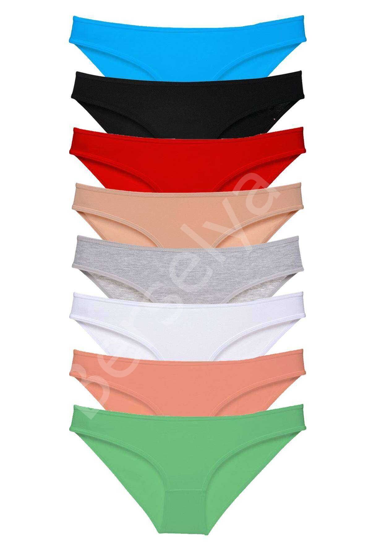 8 adet Süper Eko Set Likralı Kadın Slip Külot Set 1 M