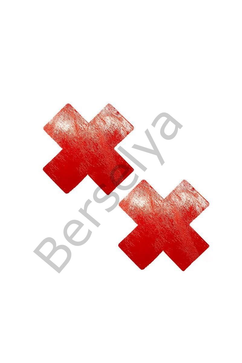 Kırmızı Yapışkan Bantlı Fantezi Göğüs Ucu Kapatıcı