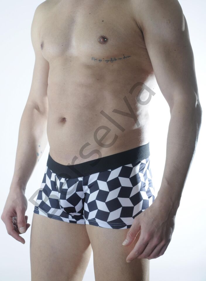 Erkek 3d Küp Desenli Boxer