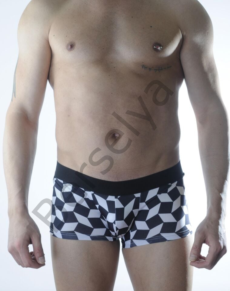 Erkek 3d Küp Desenli Boxer