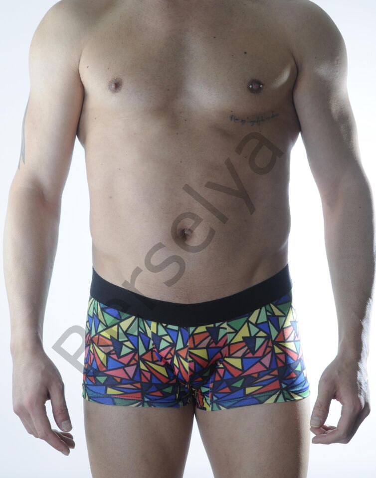 Erkek Renkli Desenli Boxer