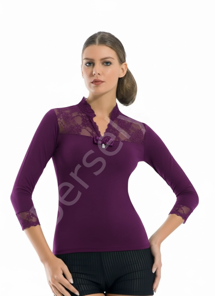 Geniş Dantelli Patlı Uzun Kollu Elestan Bluz  2176