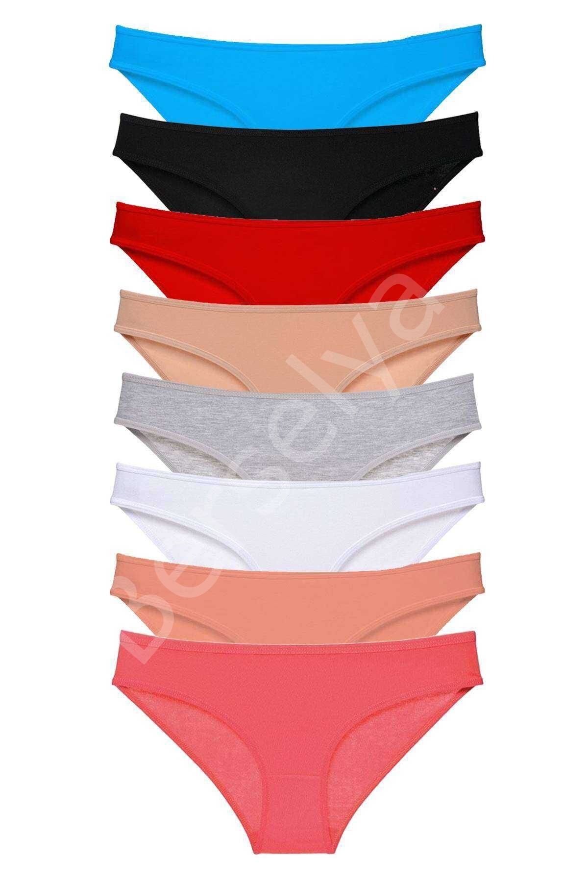 8 adet Süper Eko Set Likralı Kadın Slip Külot Set 2 L