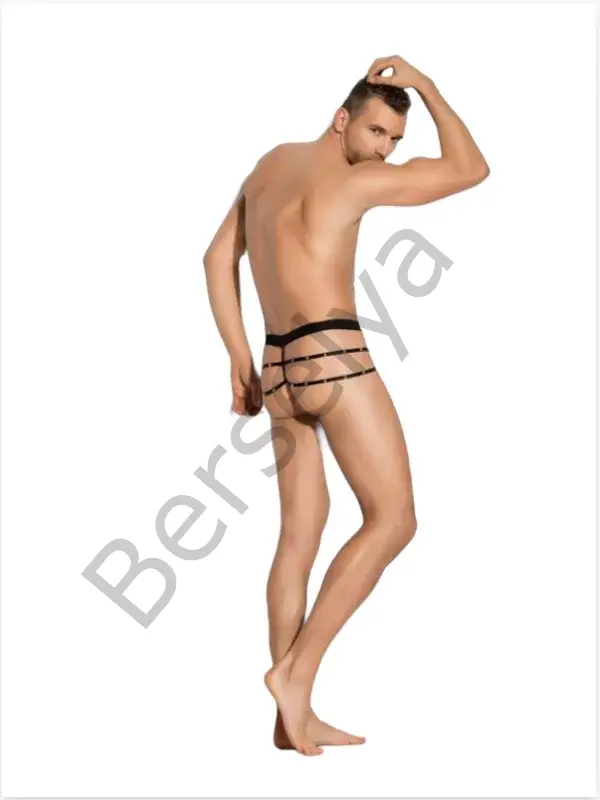 Fantezi Erkek Aşk Kırmızısı Seksi Metalli Tanga - String