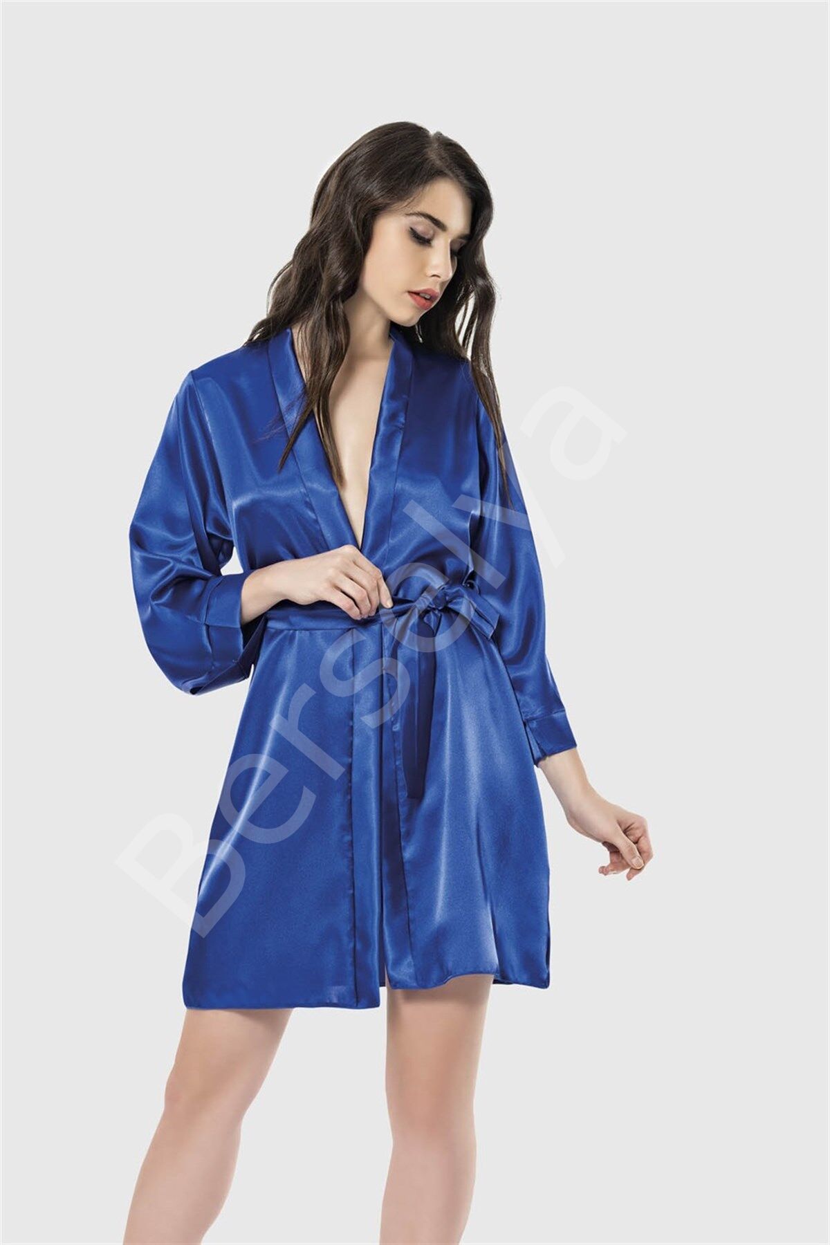 Saks Kısa Saten Sabahlık