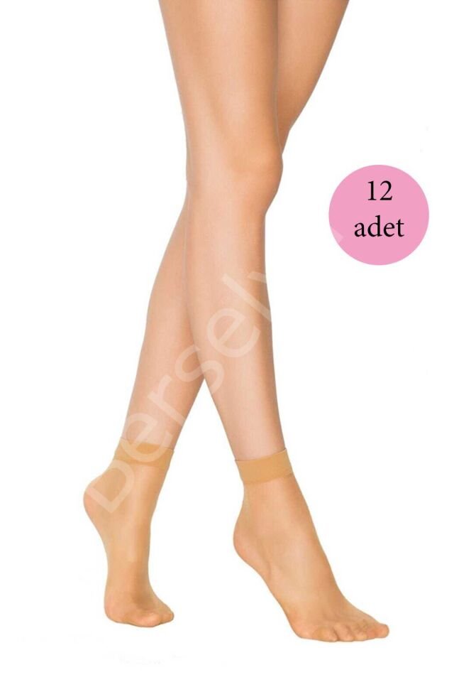 12 Adet Kadın Ten Süper 15 Mat Soket Çorap Ten