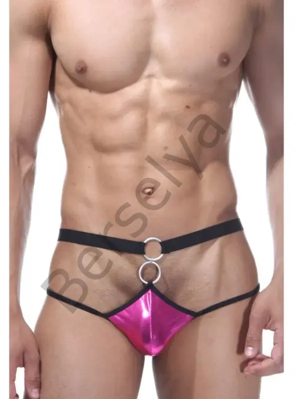 Fantezi Pembe Önü Halkalı Seksi Erkek String-tanga