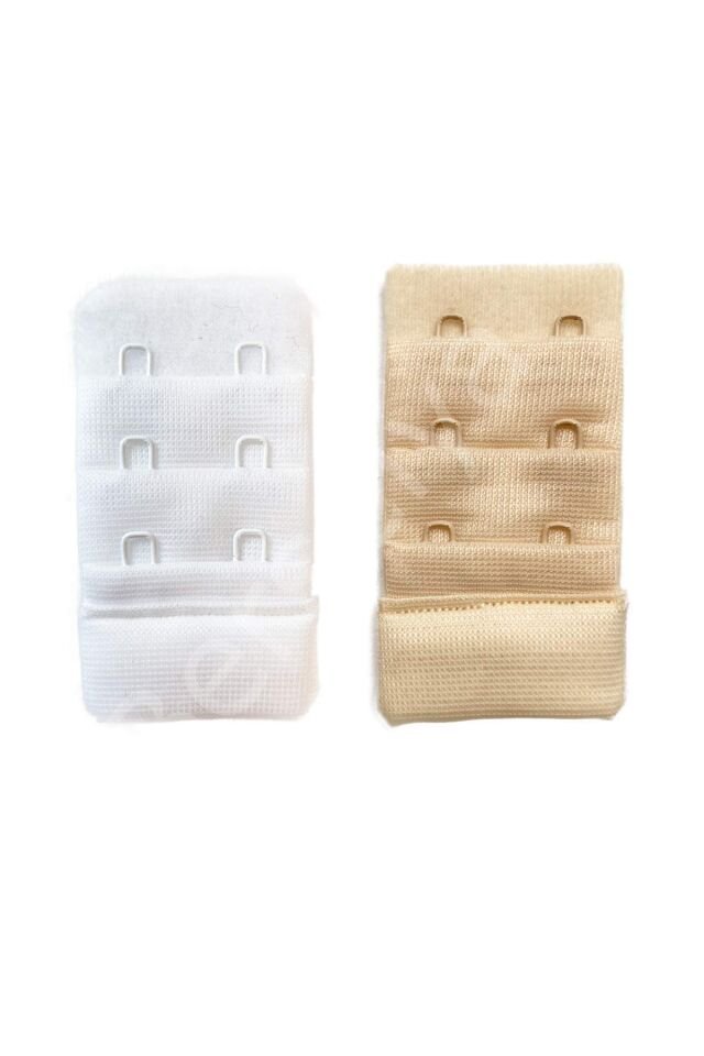 2 Adet Agraf Sütyen Uzatma Kopçası 3 Sıra / 2 Kanca  Beyaz Ten