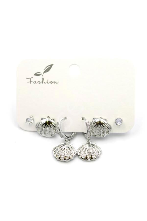 Çoklu Deniz Kabuğu Küpe - Gümüş