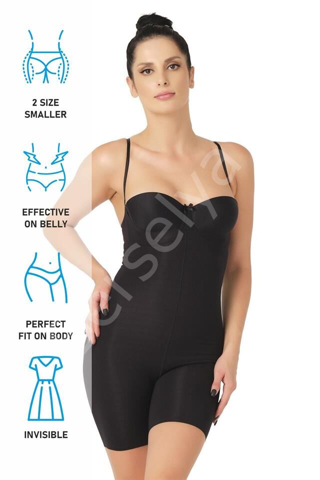 Siyah Emay 2758 Lazer Kesim Göğsü Açık Boxer  Korse