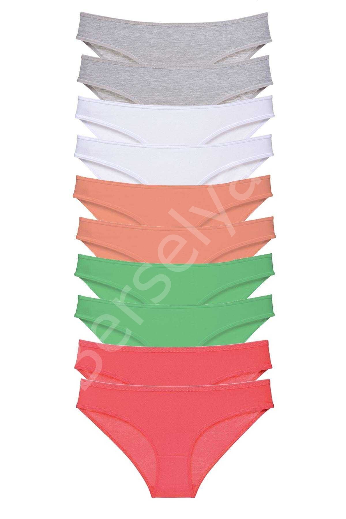 10 Adet Süper Eko Set Likralı Kadın Slip Külot Gri Beyaz Pudra Yeşil Fuşya