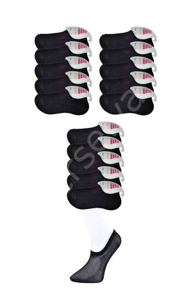 Siyah Kadın Görünmez Çorap 15 Çift