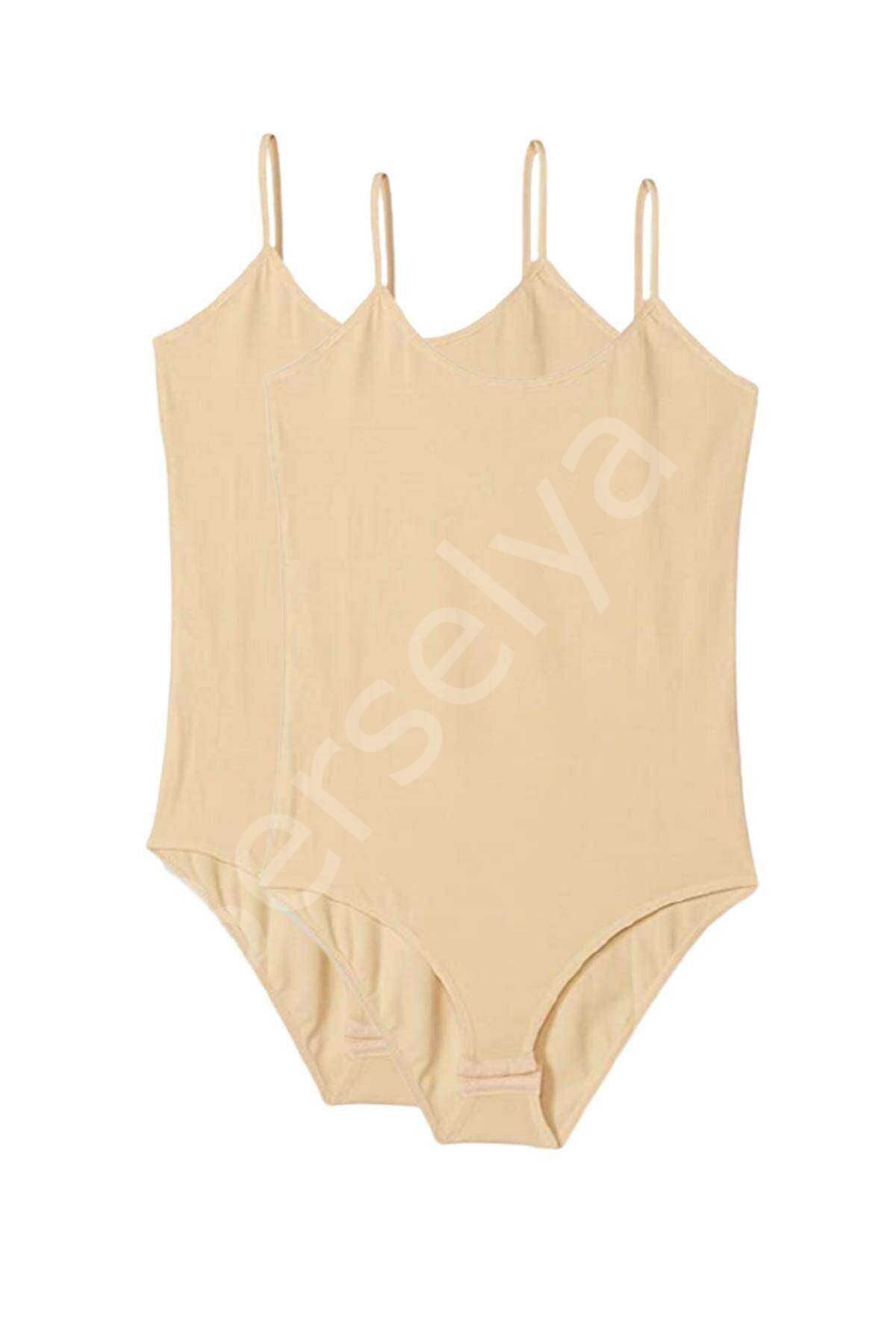 2 Adet İp Askılı Kadın Çıtçıtlı Body Ten M