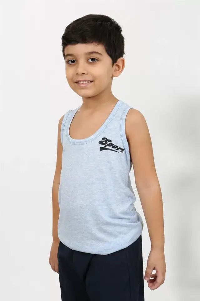 Erkek Çocuk Sıfır Kol Penye Pijama Takım Mavi
