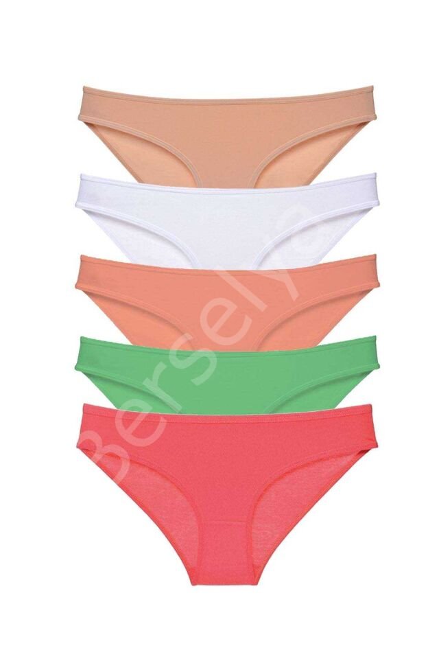 5 adet Süper Eko Set Likralı Kadın Slip Külot Ten Beyaz Pudra Yeşil Fuşya